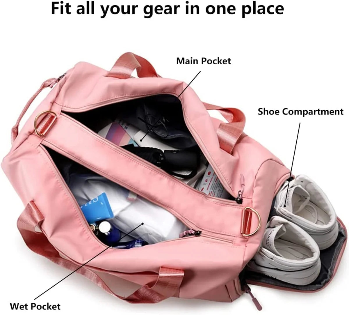 30L Gym Bag Womens Mens with Shoes Compartment and Wet Pocket,Travel Duffel Bag for Women for Plane,Sport Gym Tote Bags Swimming Yoga,Waterproof Weekend Overnight Bag Carry on Bag Hospital Holdalls